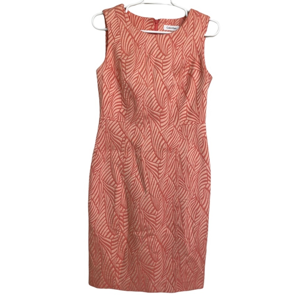 COPY - Calvin Klein Coral Patterned Sleeveless Dress